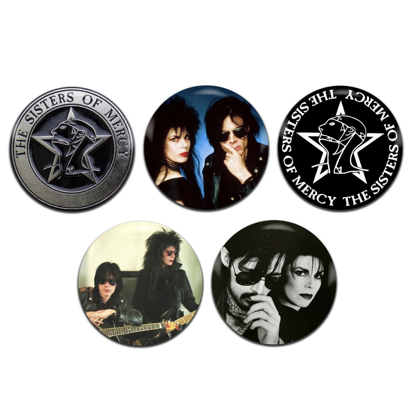 Sisters Of Mercy Rock New Wave Goth 80's 25mm / 1 Inch D-Pin Button Badges (5x Set)