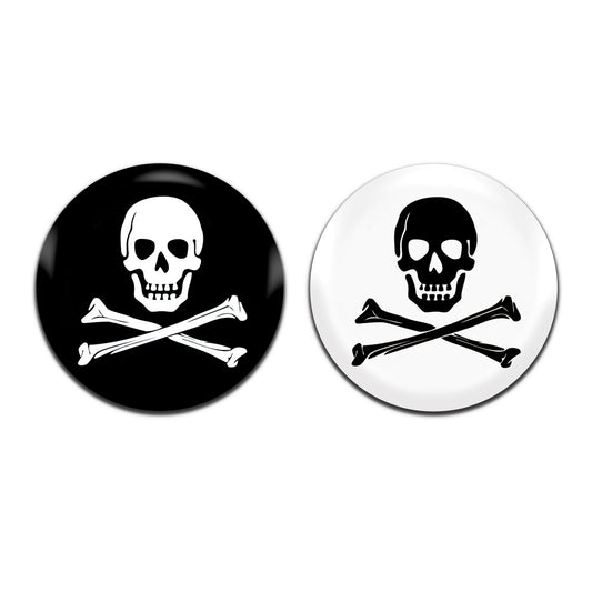 Skull And Crossbones Pirate Novelty25mm / 1 Inch D-Pin Button Badges (2x Set)