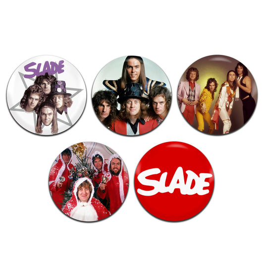 Slade Glam Rock Christmas 70's 25mm / 1 Inch D-Pin Button Badges (5x Set)