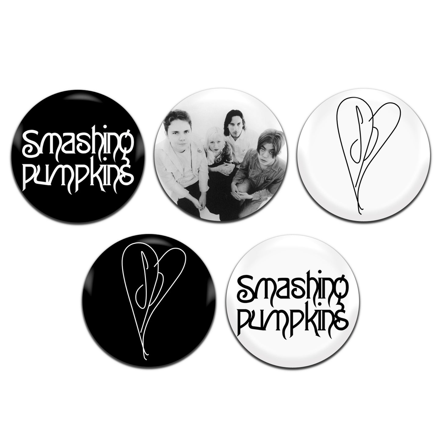 Smashing Pumpkins Alternative Rock Grunge Indie 90's 25mm / 1 Inch D-Pin Button Badges (5x Set)