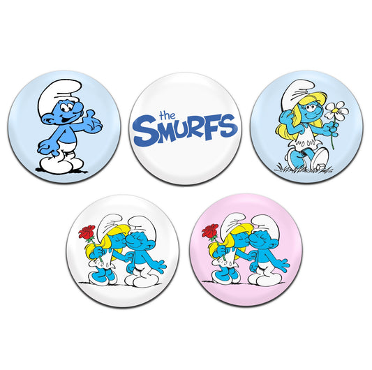 Smurfs Kids Children's TV Retro 50's 60's 25mm / 1 Inch D-Pin Button Badges (5x Set)