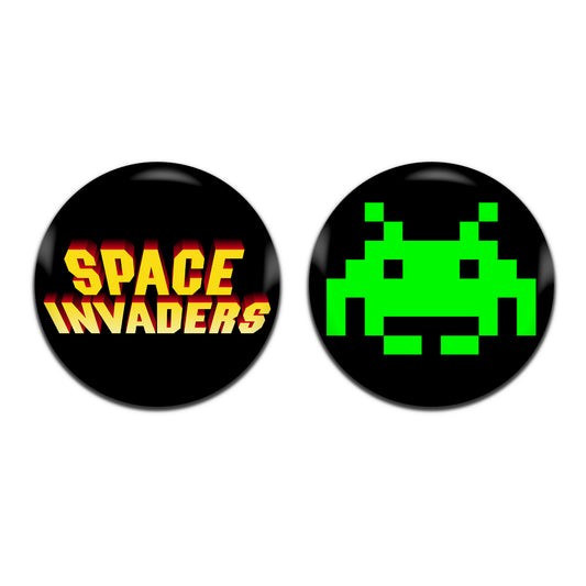 Space Invaders Video Arcade Game 80's Retro 25mm / 1 Inch D-Pin Button Badges (2x Set)