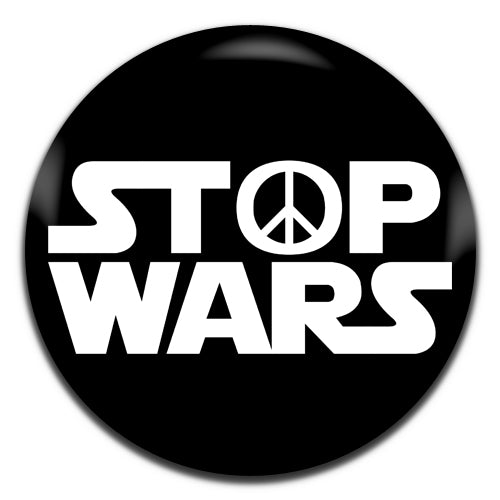 Stop Wars Black Peace Hippie Anti War 25mm / 1 Inch D-pin Button Badge