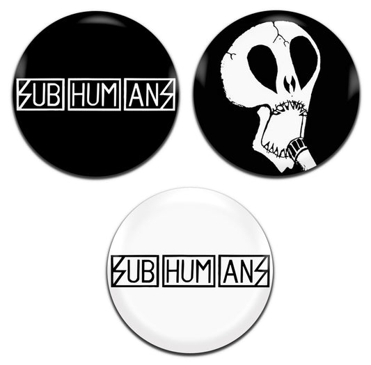 Sub Humans Punk Rock 80's 25mm / 1 Inch D-Pin Button Badges  (3x Set)