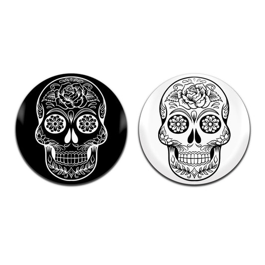 Sugarskull 25mm / 1 Inch D-Pin Button Badges (2x Set)