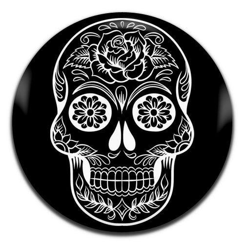 Sugar Skull Black 25mm / 1 Inch D-pin Button Badge