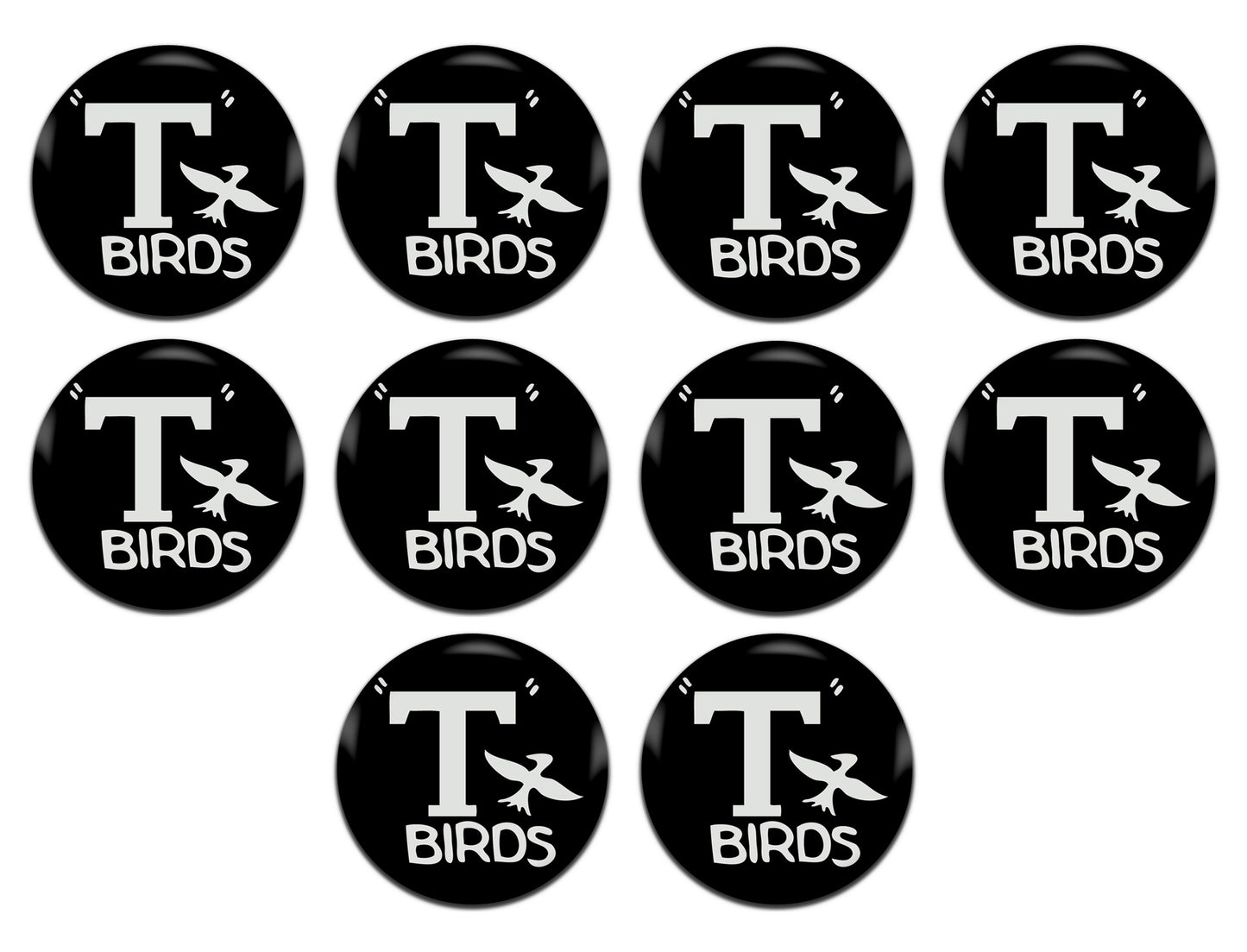 Grease T-Birds Movie Musical Film 70's Stag Party 25mm / 1 Inch D-Pin Button Badges (10x Set)
