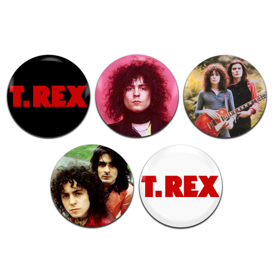 T Rex Glam Rock 70's 25mm / 1 Inch D-Pin Button Badges (5x Set)
