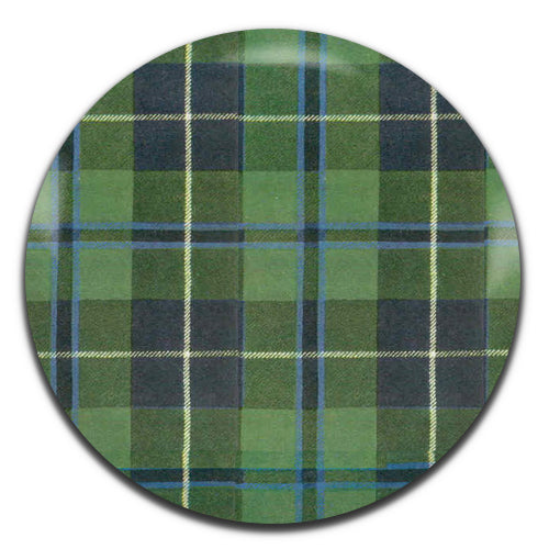 Tartan Green Pattern Scotland 25mm / 1 Inch D-pin Button Badge