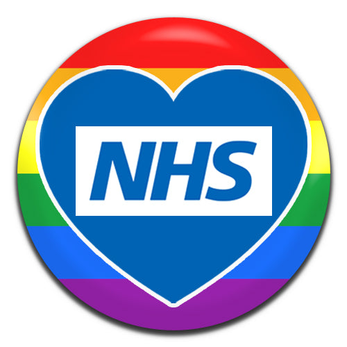 NHS Love Heart Rainbow 25mm / 1 Inch D-pin Button Badge