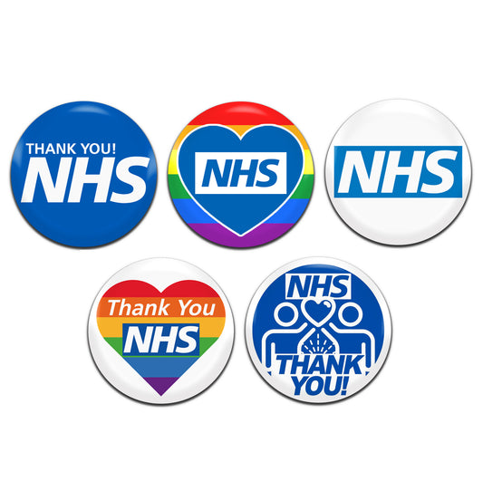 Thank You NHS 25mm / 1 Inch D-Pin Button Badges (5x Set)