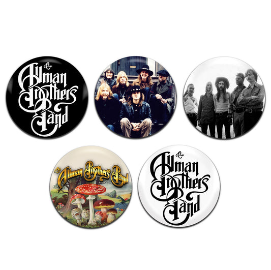 The Allman Brothers Rock Blues Country 60's 70's 25mm / 1 Inch D-Pin Button Badges (5x Set)
