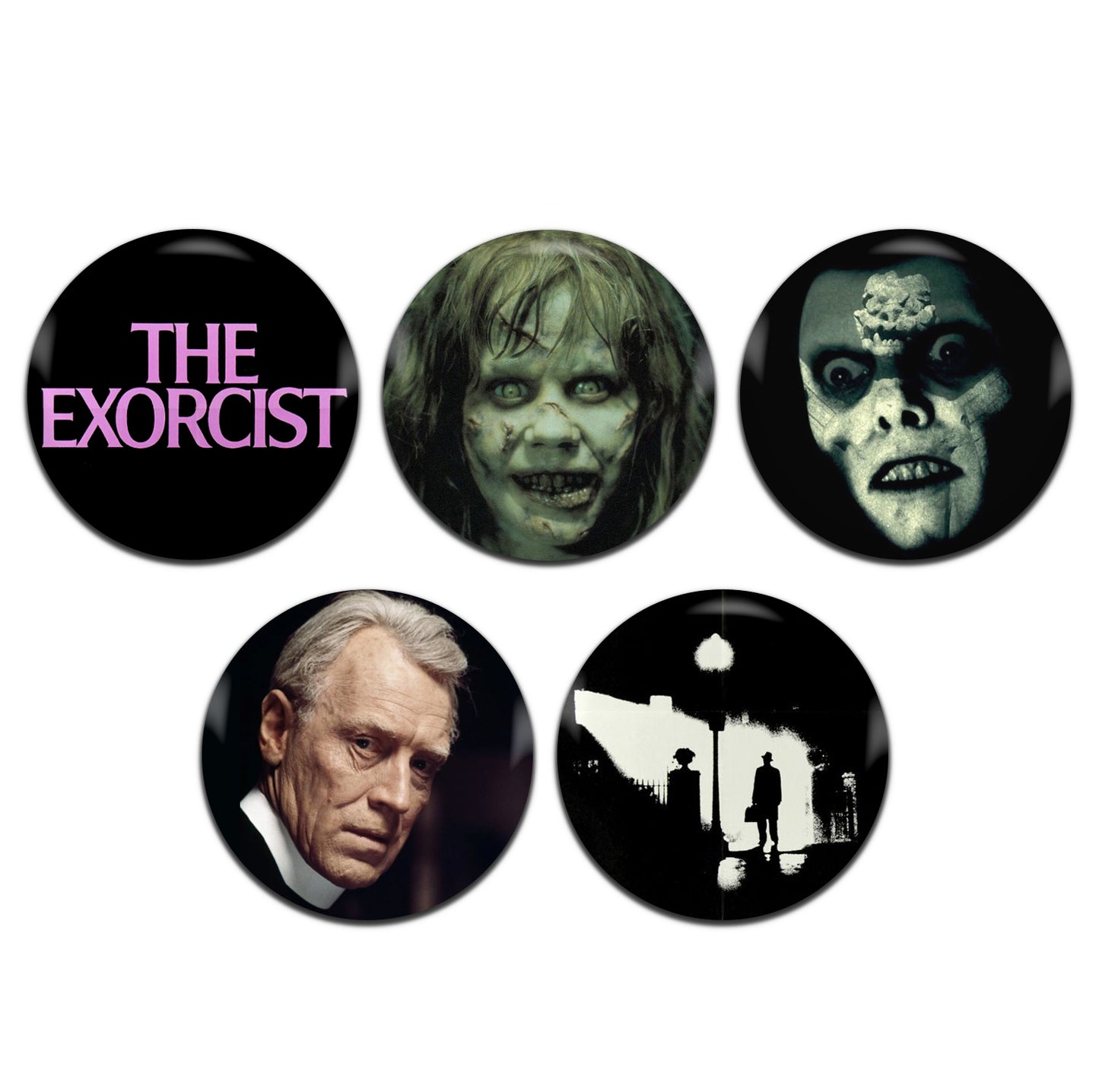 The Exorcist Movie Horror Film 70's 25mm / 1 Inch D-Pin Button Badges (5x Set)
