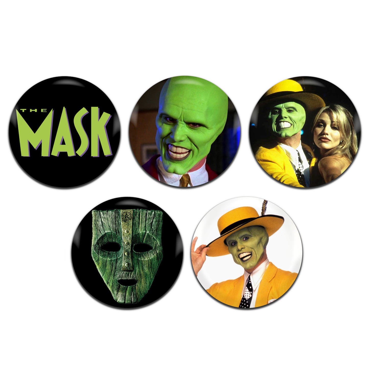 The Mask Movie Superhero Comedy Film 90's 25mm / 1 Inch D-Pin Button Badges (5x Set)