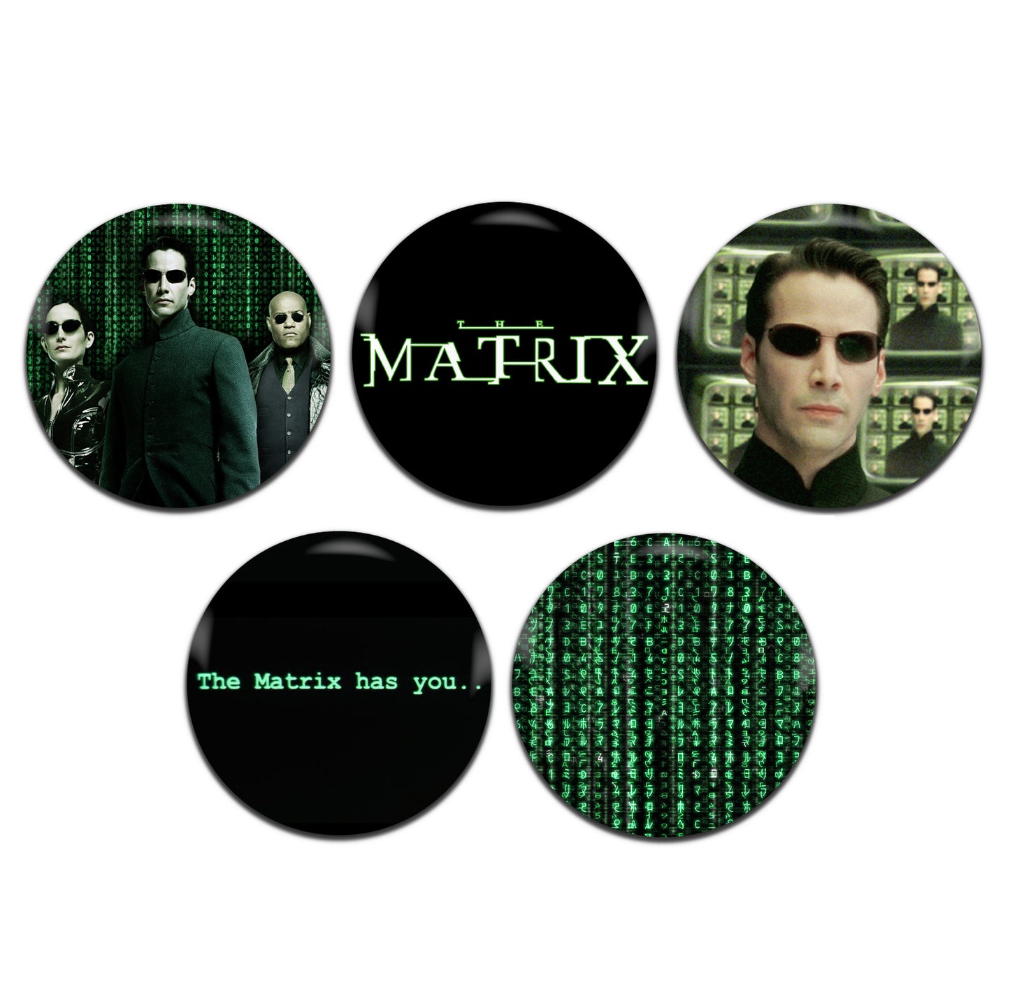 The Matrix Movie Sci-Fi Film 90's 00's 25mm / 1 Inch D-Pin Button Badges (5x Set)