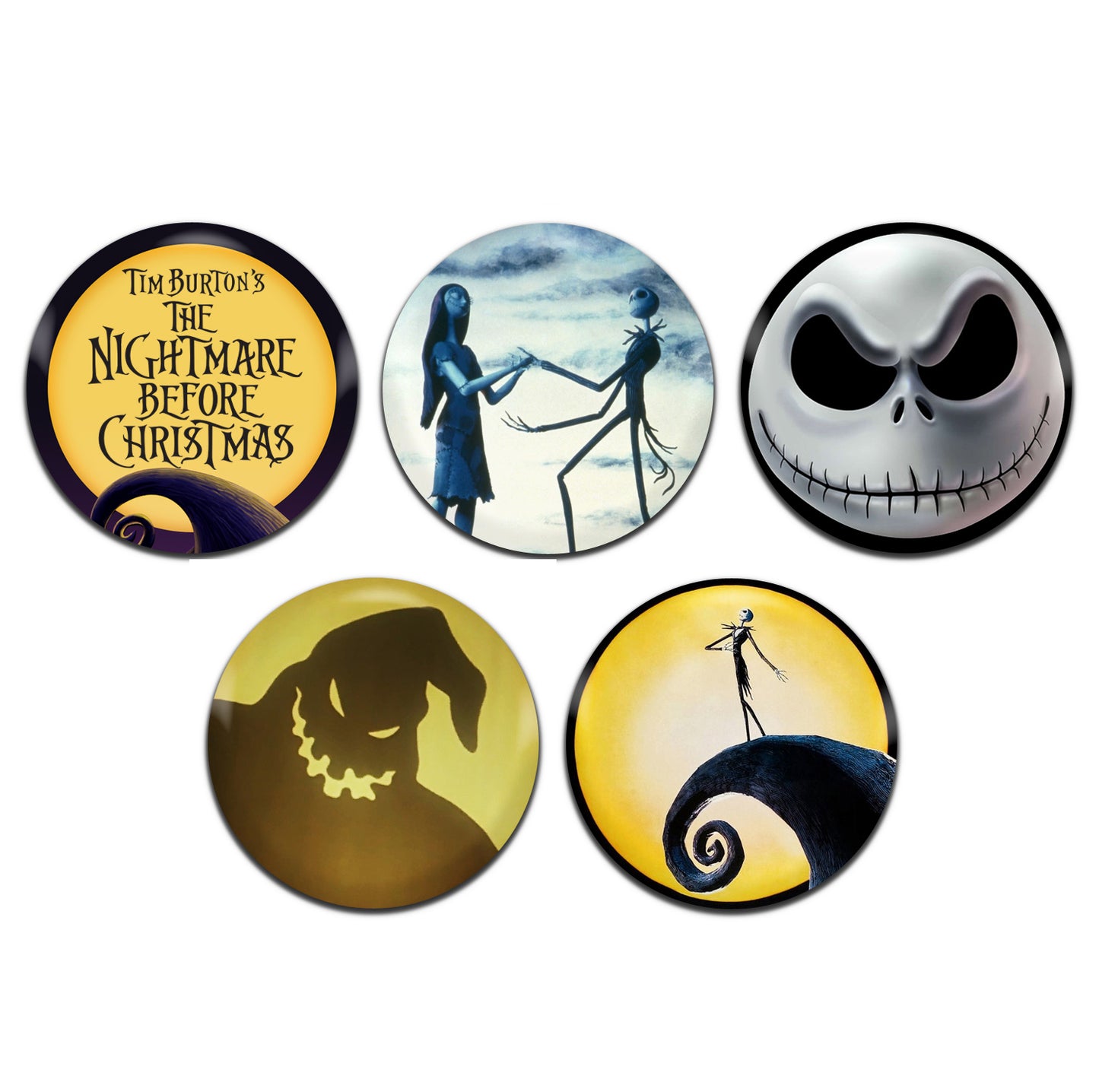 The Nightmare Before Christmas Movie Musical Film 25mm / 1 Inch D-Pin Button Badges (5x Set)
