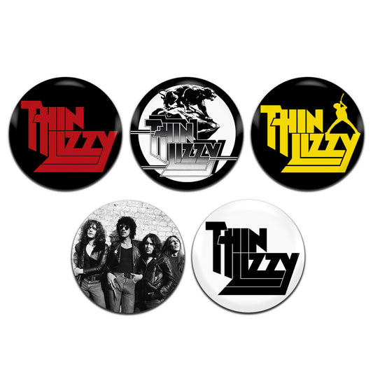 Thin Lizzy Rock Blues Heavy Metal Band 70's 80's 25mm / 1 Inch D-Pin Button Badges (5x Set)