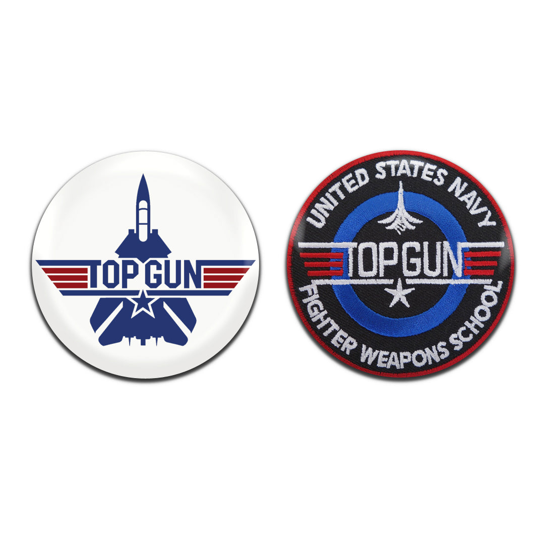 Top Gun Movie Action Film 80's 25mm / 1 Inch D-Pin Button Badges (2x Set)