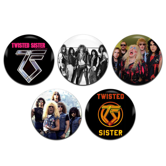 Twisted Sister Heavy Metal Glam Band 70's 80's 25mm / 1 Inch D-Pin Button Badges ( 5x Set)