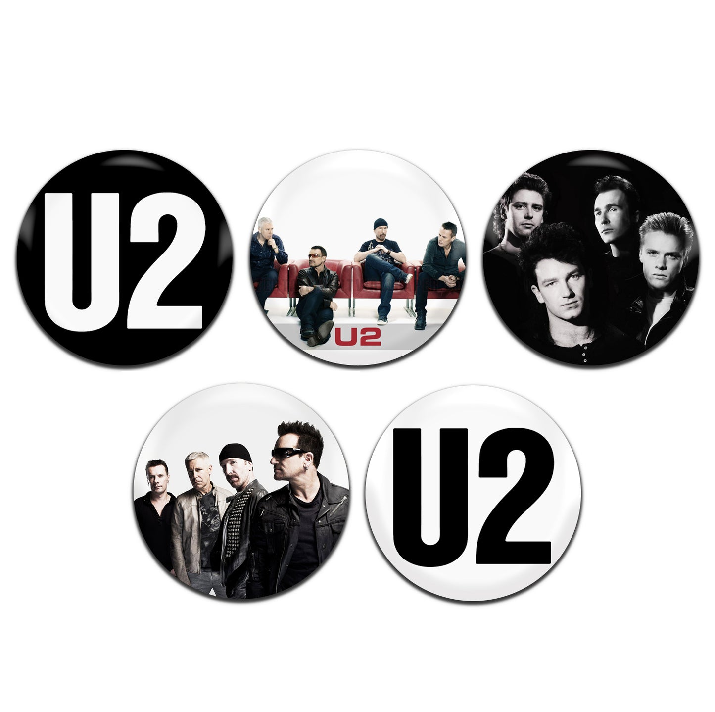 U2 Rock Pop Band 70's 80's 25mm / 1 Inch D-Pin Button Badges (5x Set)