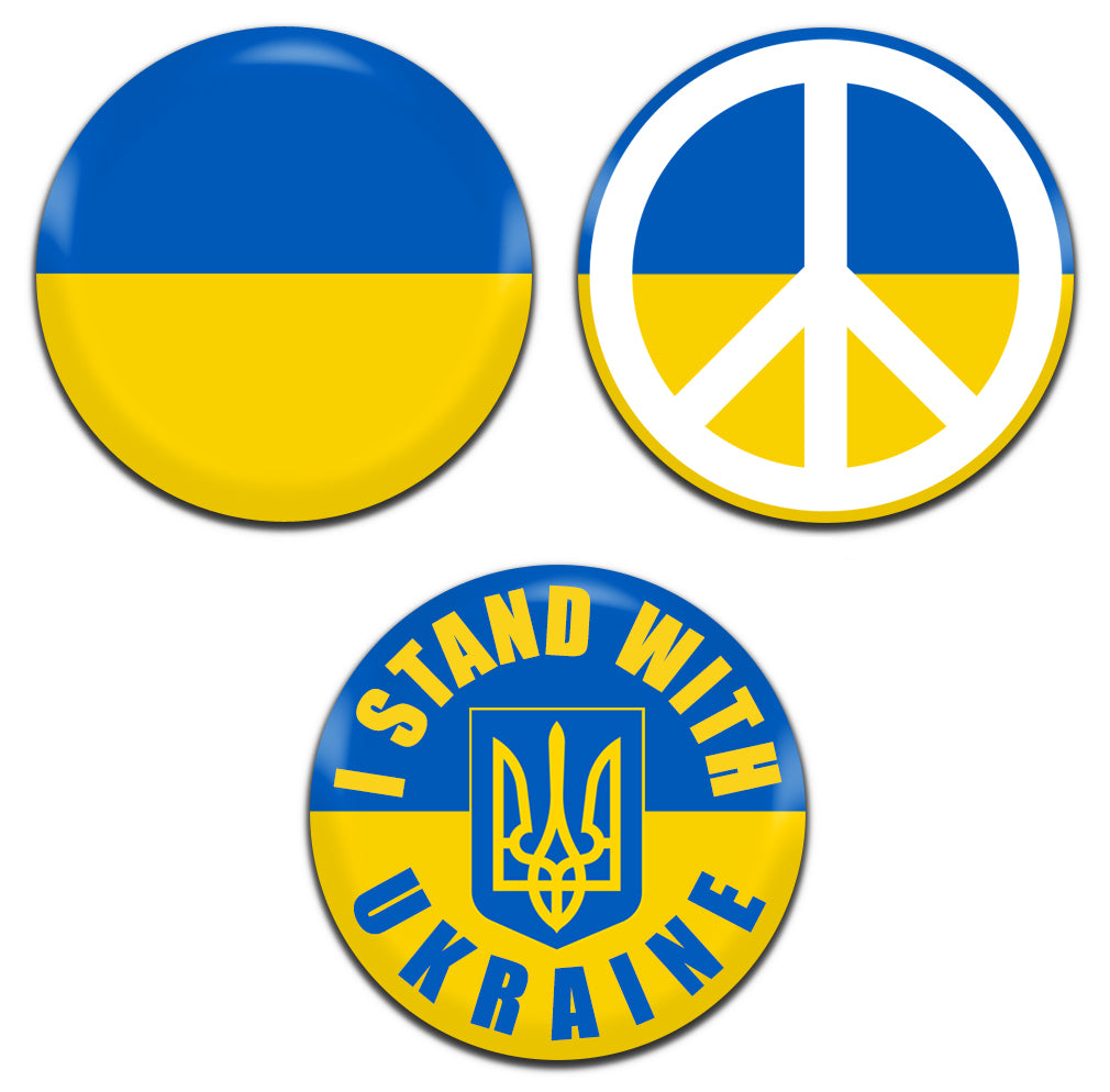 Ukraine Set 25mm / 1 Inch D-Pin Button Badges  (3x Set)