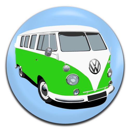 VW Camper Van Green Hippie Retro 25mm / 1 Inch D-pin Button Badge