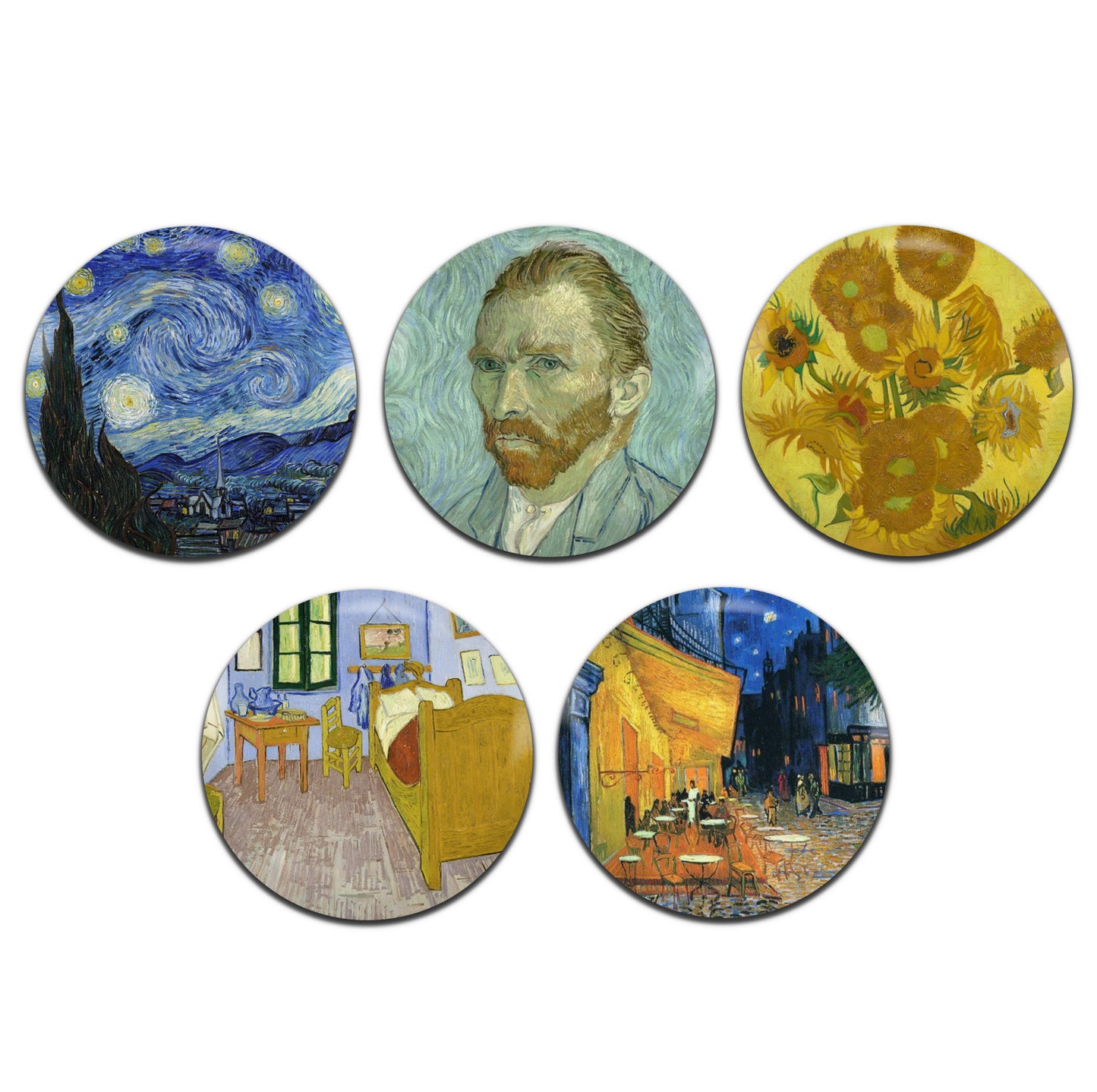 Vincent Van Gogh Artist Art 25mm / 1 Inch D-Pin Button Badges (5x Set)
