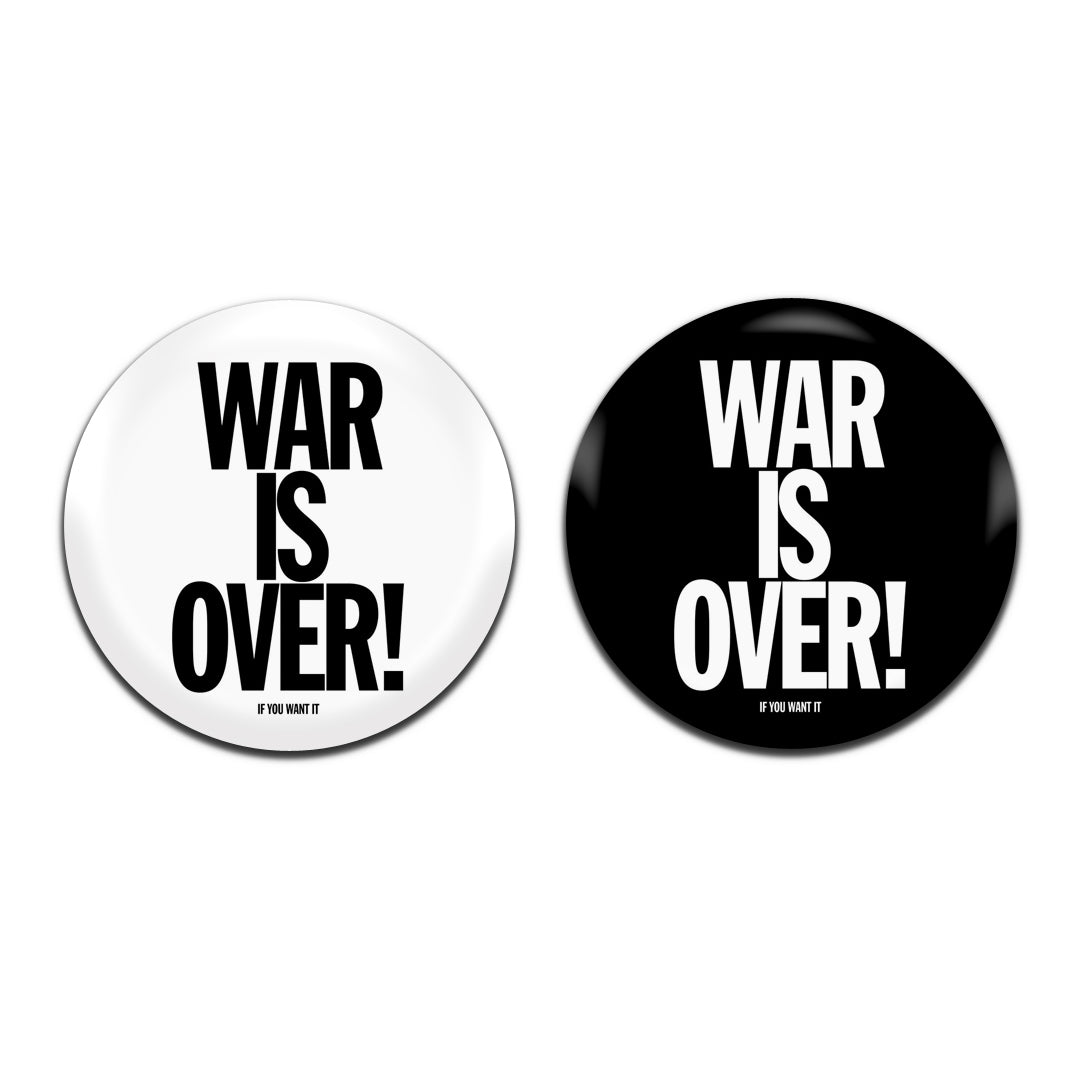 War Is Over If You Want It John Lennon Yoko Ono Christmas 70's 25mm / 1 Inch D-Pin Button Badges (2x Set)