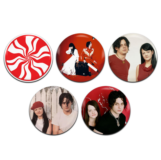 White Stripes Indie Rock Band 00's 25mm / 1 Inch D-Pin Button Badges (5x Set)