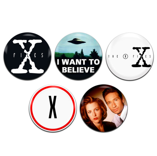 X Files Sci Fi TV Series 90's 25mm / 1 Inch D-Pin Button Badges (5x Set)