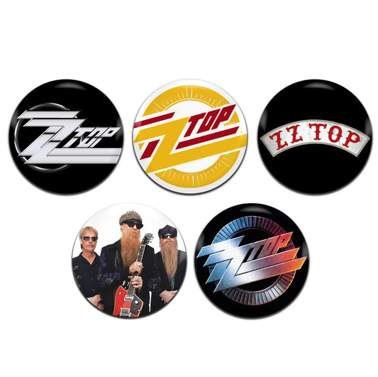 ZZ Top Blues Rock Band 70's 80's 25mm / 1 Inch D-Pin Button Badges (5x Set)